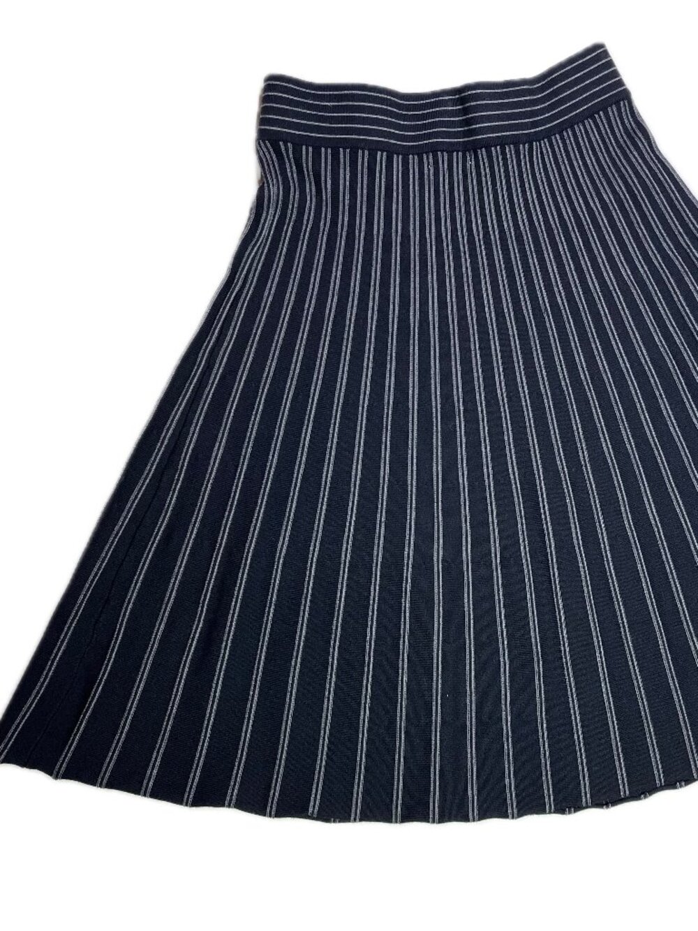 Max Studio Size L Striped Knit Pull-On Skirt Black Unlined